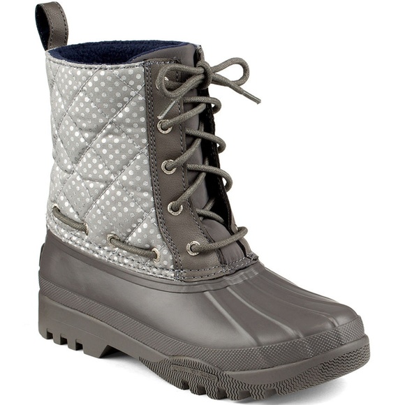 gray sperry rain boots